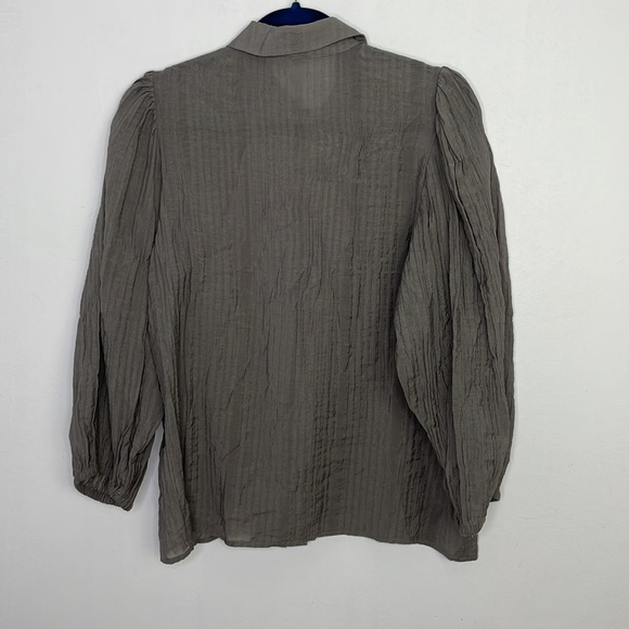 Soaked in luxury pleats texture balloon sleeve sheen blouse - Picture 9 of 9